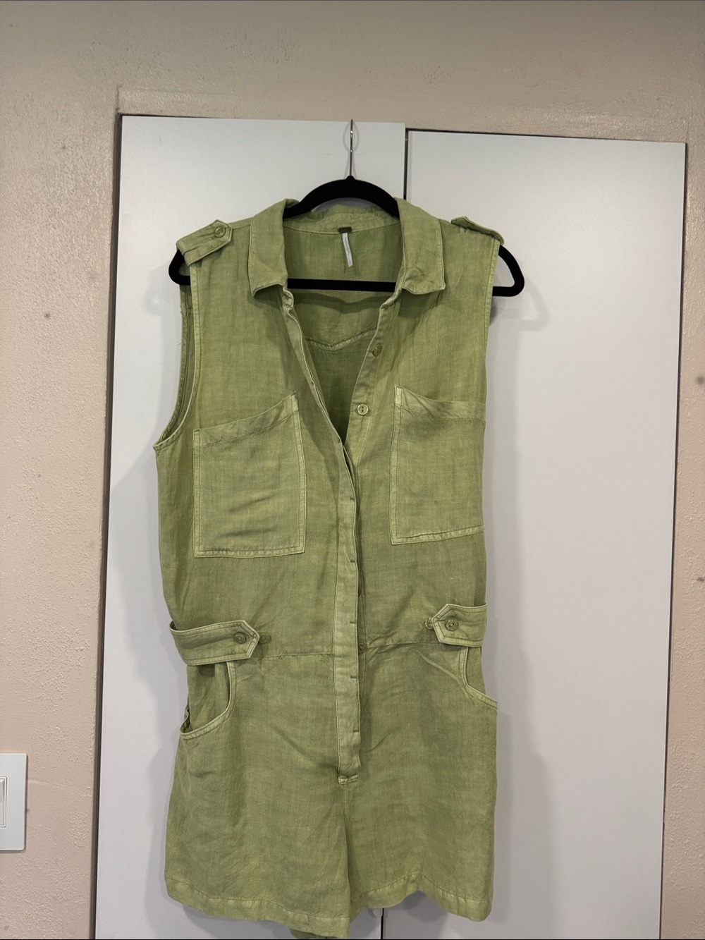 Sleeveless Olive Green Utility Romper YFB